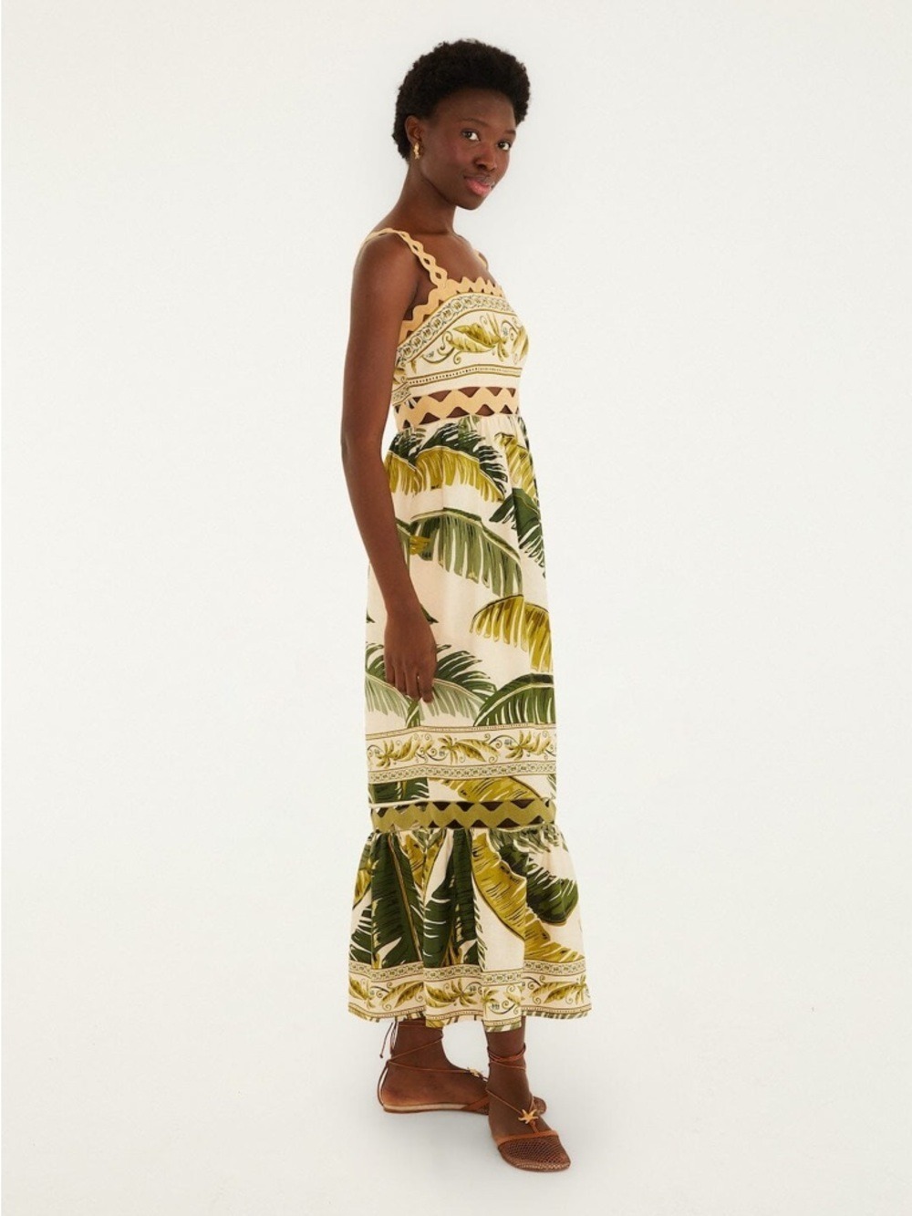 Farm Rio Sand Trancoso Wavy Trim Maxi Dress - Picture 2 of 4